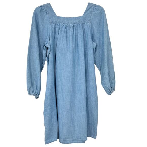 J. Crew Square Neck Chambray Dress Blue - Picture 6 of 9